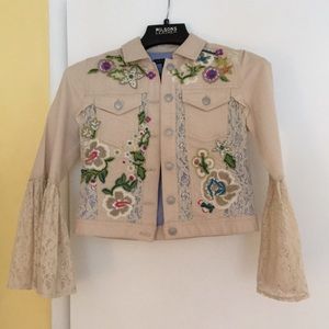 Boston Propper embellished tan jean jacket.
